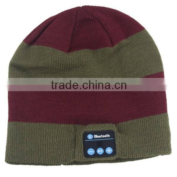 Cool Striped Wireless Bluetooth Music Knit Hat with Handsfree Smart Cap Headset