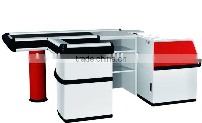 checkout counter with conveyor belt