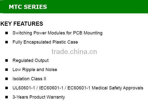 Single Output AC-DC Medical Power Module 9V 15W, ARCH MTC-9S
