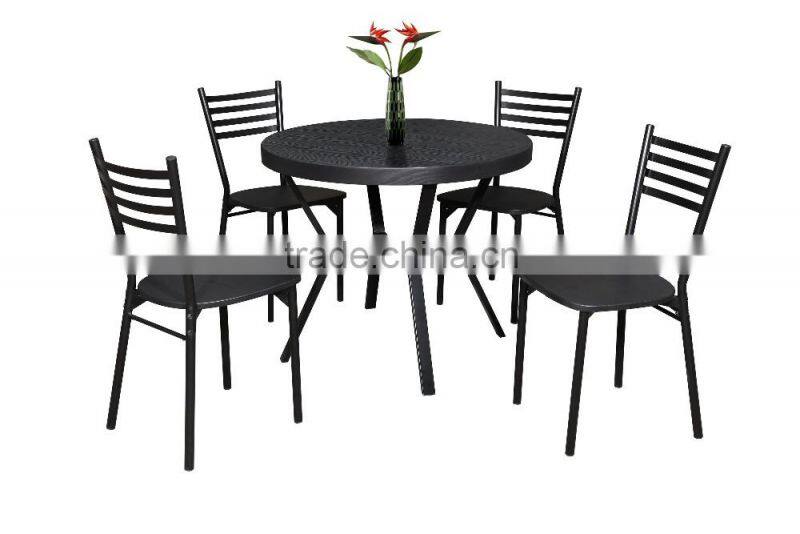 New Design Metal Frame glass dining table 2 chairs set