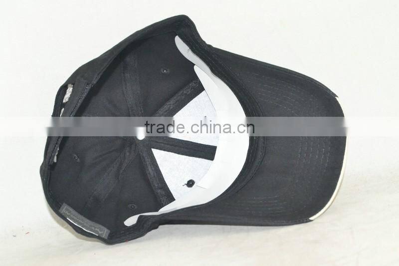 Guangzhou hat factory professional custom / / embroidery logo / 100% cotton/black and yellow baseball caps