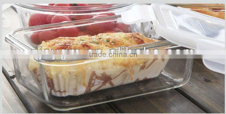 2pcs BPA-free airtight glass food container set with PP lock lid