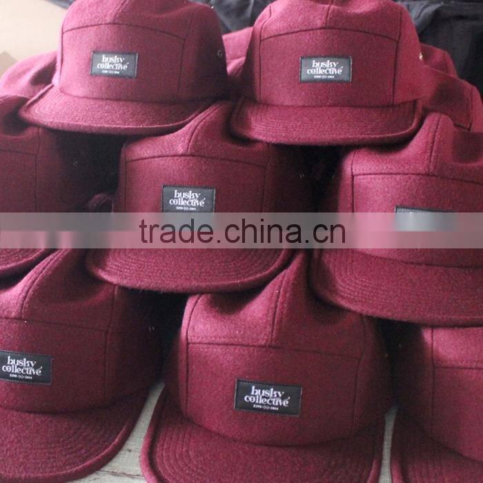 Fashion design cheap 5 colors custom flat brim 5 panel cotton twill cap