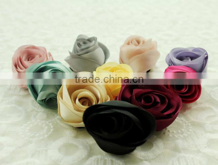 pure color artificial chiffon fabric flower handmade hair accessories