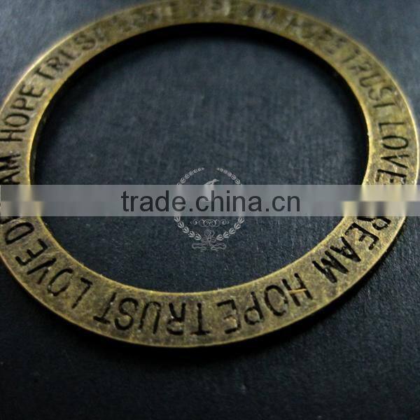 35mm vintage style bronze plated alloy round circle hope trust love dream engraved pendant charm DIY supplies 1810203