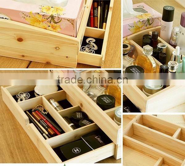Customized Handmade make up wooden box with mirror