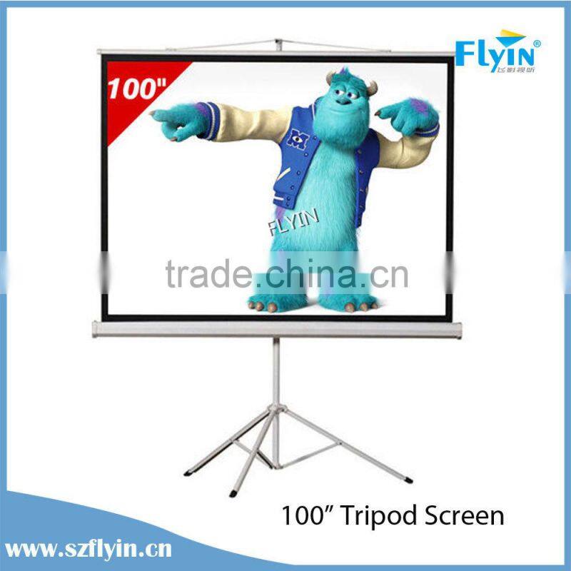 EU Warehouse * 100 inch Matt White Projector Screen with Portable Tripod 3D HD TV Projection for Home Cinema System