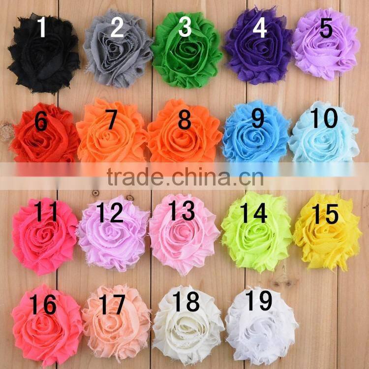 Wholesale solid shabby chiffon flower frayed shabby chic flowers shabby rose trim lovely rosette chiffon shabby