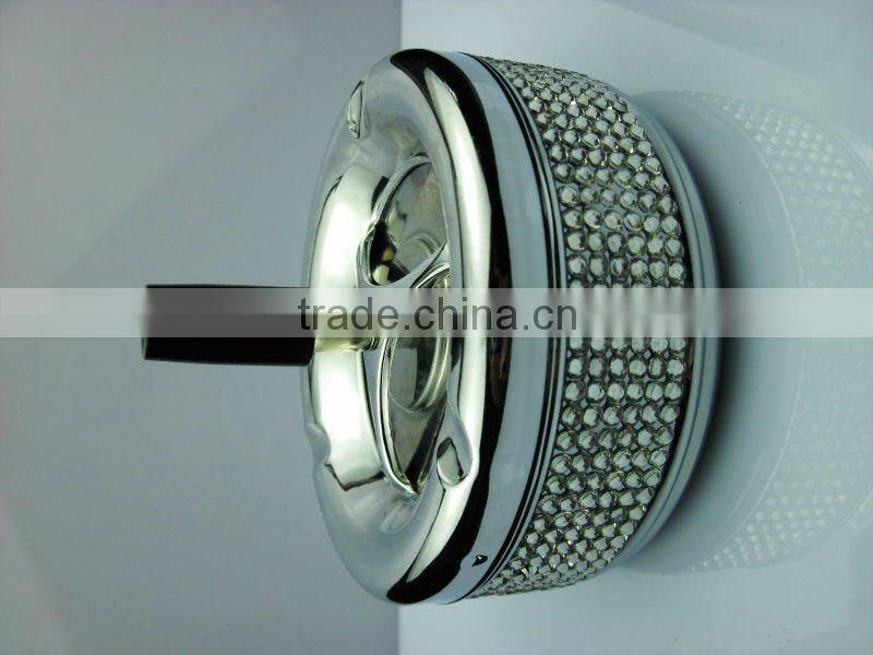 Leather cover metal round ashtray