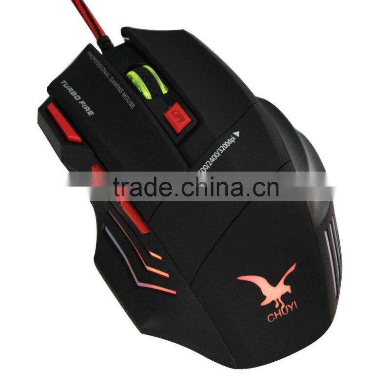Hot sale 2400DPI Wired 7D Optical PRO Gaming Mouse Mice black