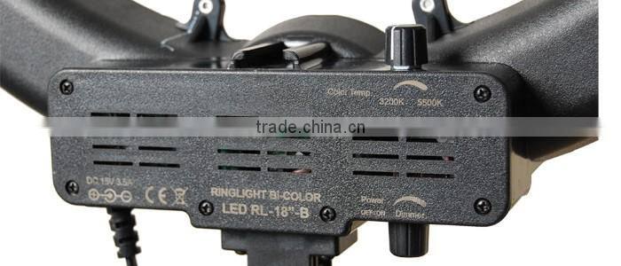 Bi- color Micro 55 Watt Photography Ring Light RL-18 LED making up Video Light for DSLR Camera on Portrait