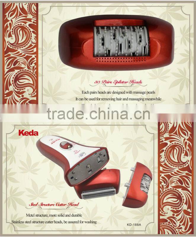 Electrical Rechargeable 2 Heads Ladies Epilator Shaver