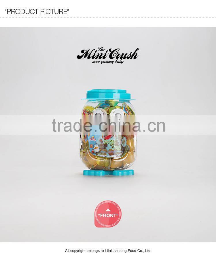 China wholesale snacks!100pcs assorted mini cup jelly candy in cute animal jar