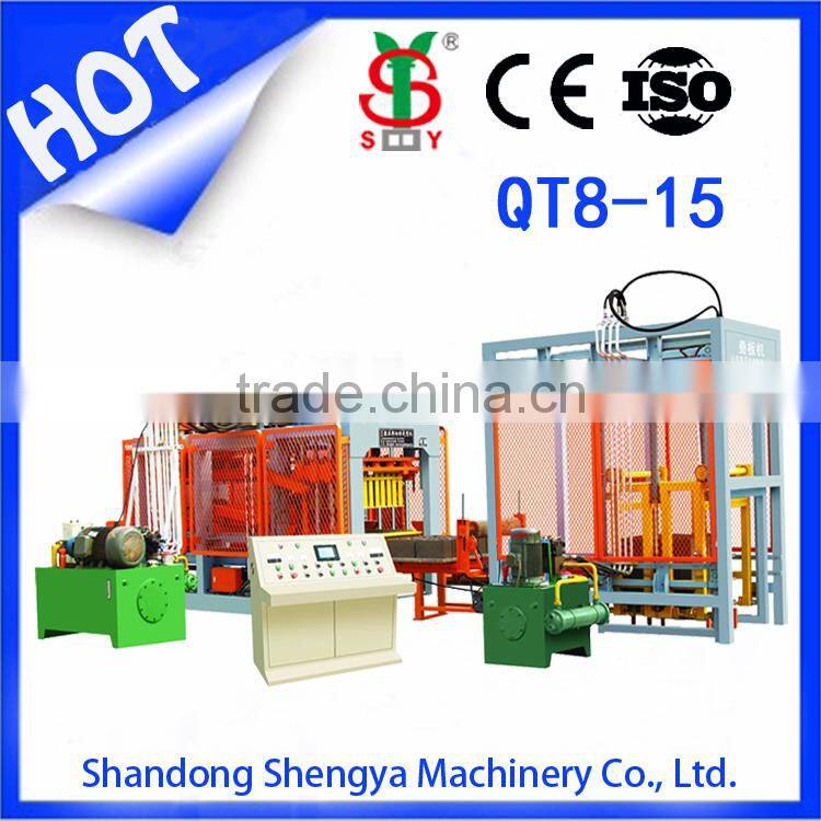 Professional manufactory Shengya QT8-15 full automatically baking-free concrete clay block machines
