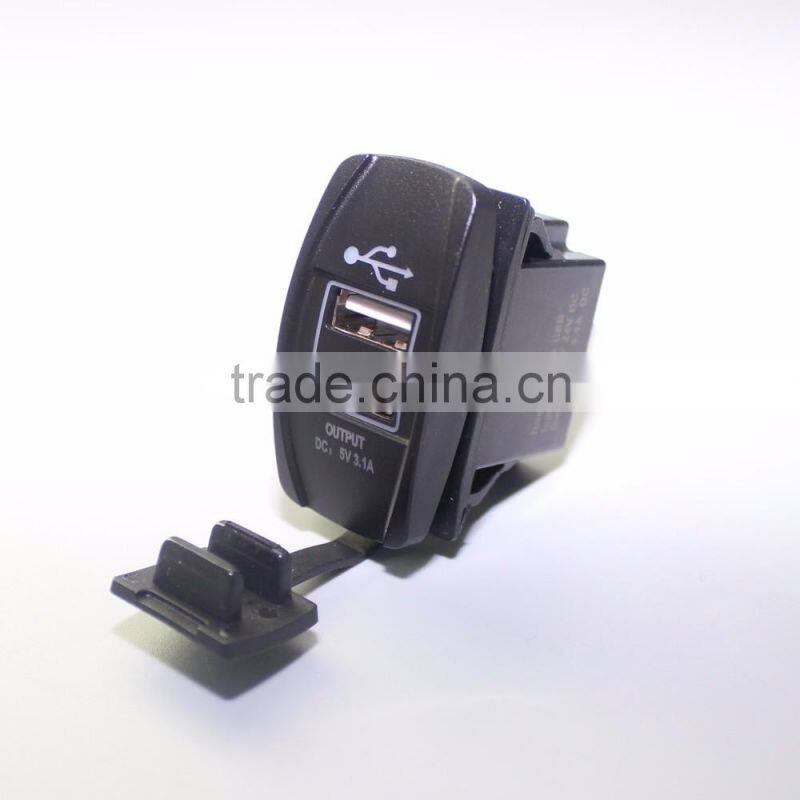 Rocker Switch Type USB Socket With 12V LED Lamp