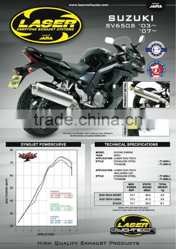 For SUZUKI SV 650/ SV650S 2003- SM Motorcycle Exhaust Pipe LASER Duo-Tech 2-1 slip-on system