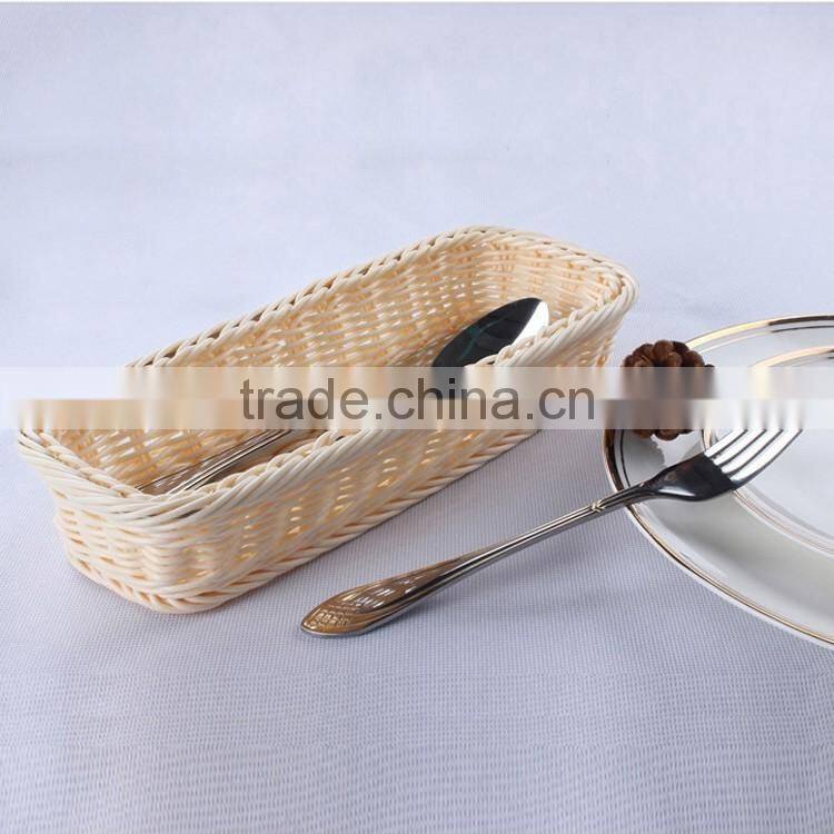 Eco-friendly longitypical design handcraft rattan cutlery basket