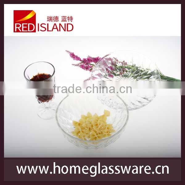 set of 3 pcs diamond glass plate set glass dish glass soup bowl