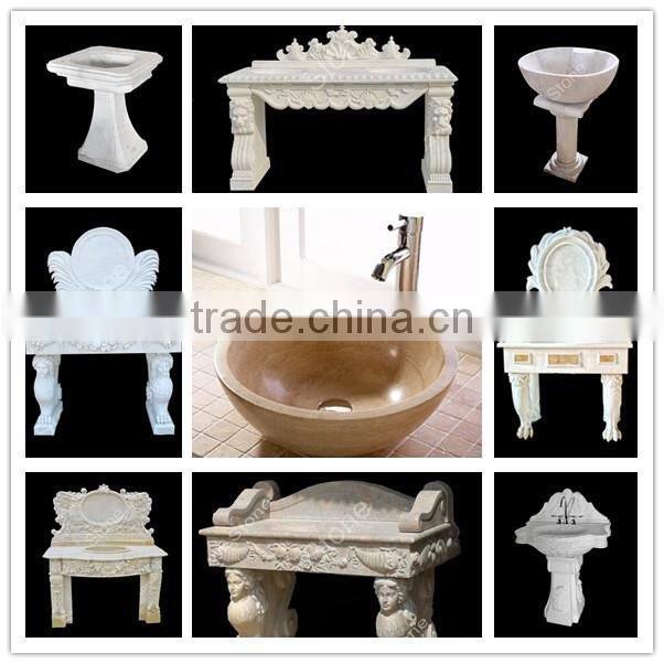 White Marble Stone Bathroom Pedestal Sink