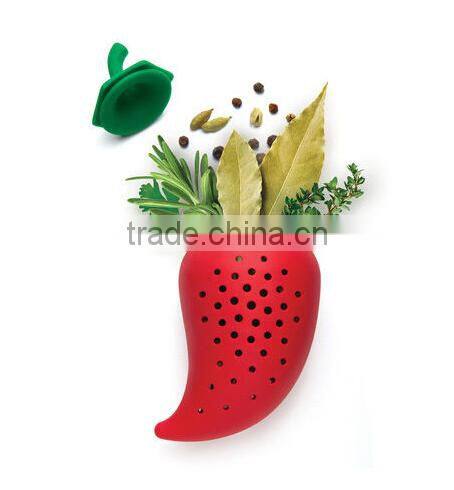 Silicone Red Green Pepper Herb Infuser,Silicone Red Green Pepper Soup Kitchen Tool