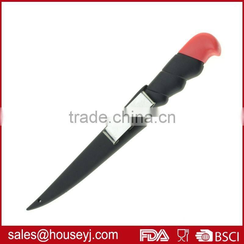 Plastic handle fish fillet knife with plastic case kitchen knife