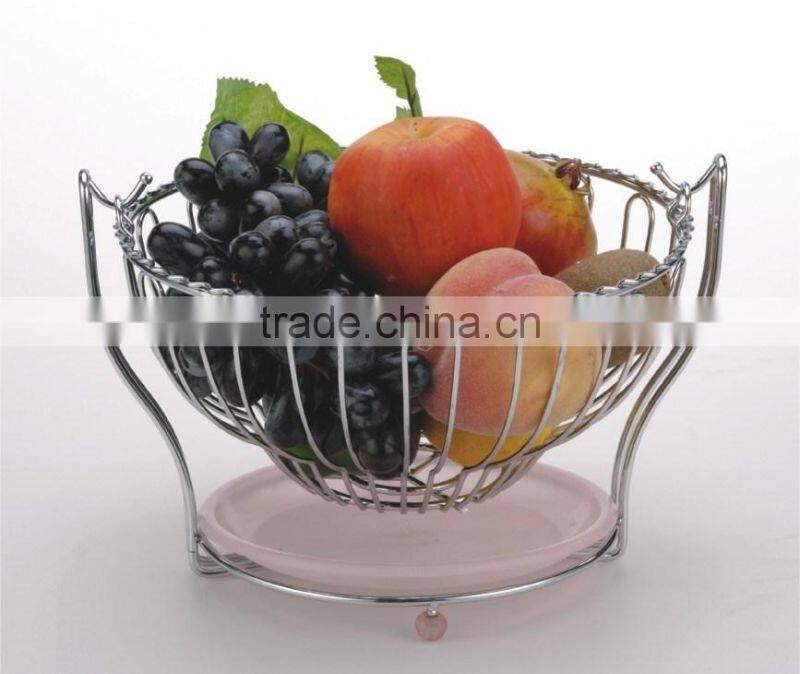 Wholesale Steel Wire Vegetable Basket,Fruit Holder With Plastic Tray