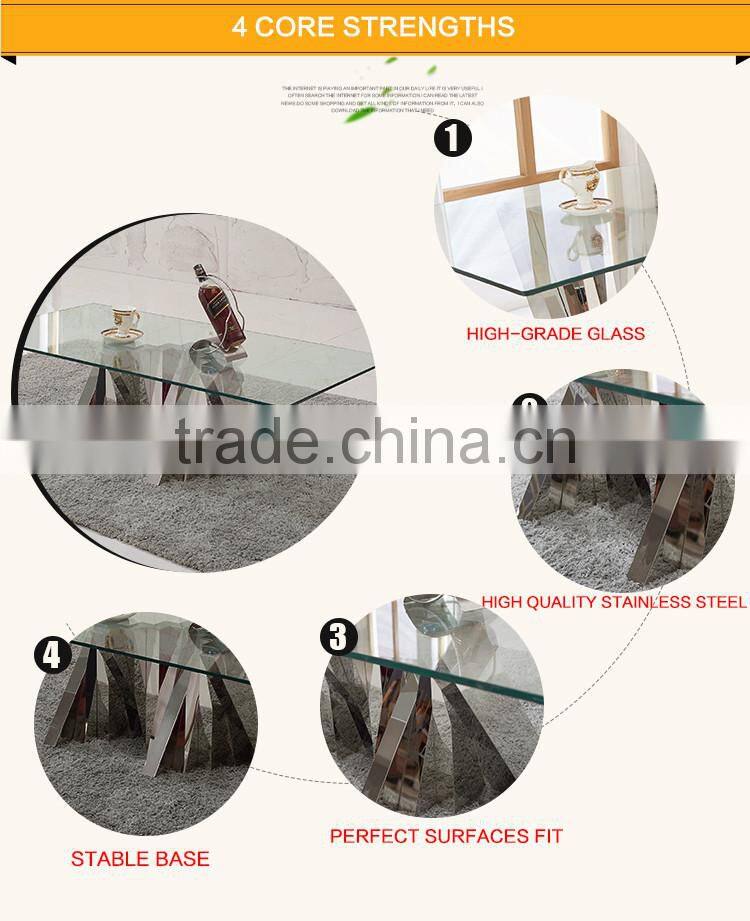 C407 Hot selling living room rectangle glass furniture