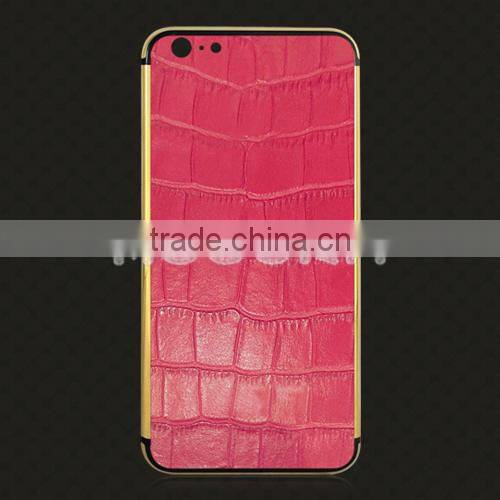Luxury crocodile leather real 24k gold housing, gold plated housing for iPhone 6S 6Plus