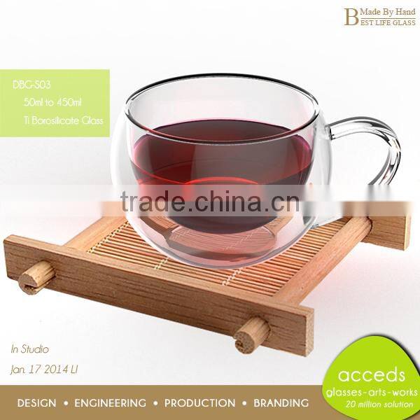 High Quality Free Design Hot Sale Heat Resistant Double wall Glass Tea Cup