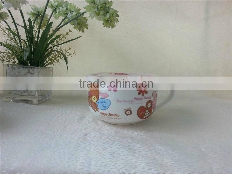 Porcelain&Ceramic Salad Bowl With Handel Plastic Lid
