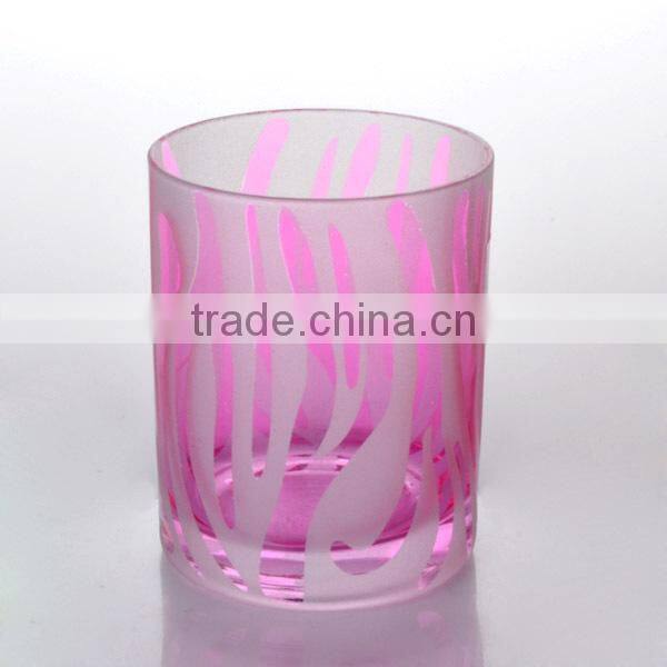 colored sand blasting decorated wholesale glass tumblers