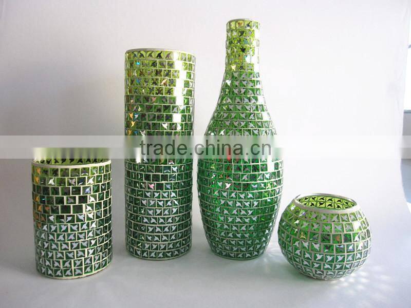 Turquoise Floor Decoration Texure Samshed Mosaic Large Fashion Flared Tall Glass Vases