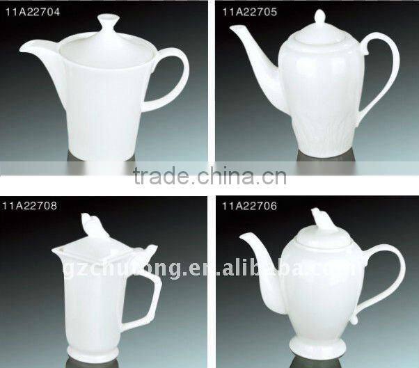 Fine bone china white ceramic coffee and tea pot