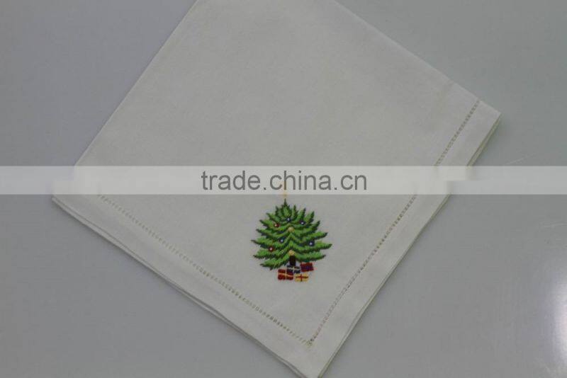100% cotton embroidered table napkins with hemstitch, set of 6, various designs