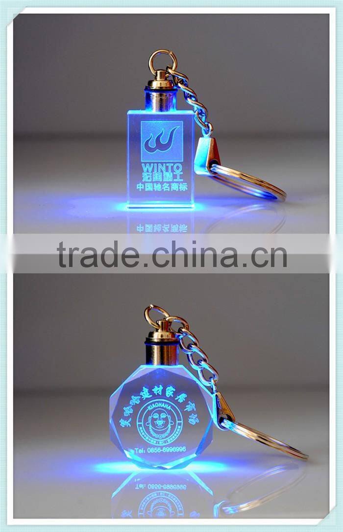 Quick response on inquiry Fancy lighted custom 3d laser rose flower crystal glass key keychains personalized