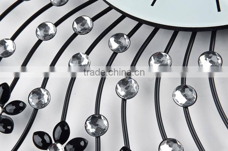 Flower crystal metal wall digital clock