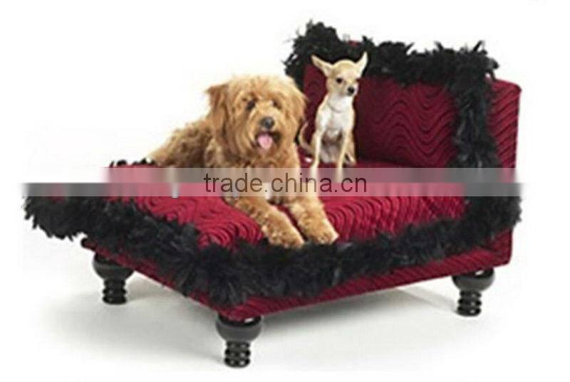 Luxury Red Pet Bed/The Chaise Bed Collection Celebrity Furniture/Beautiful Turkey Feather Trim Dog Bed-BG800003