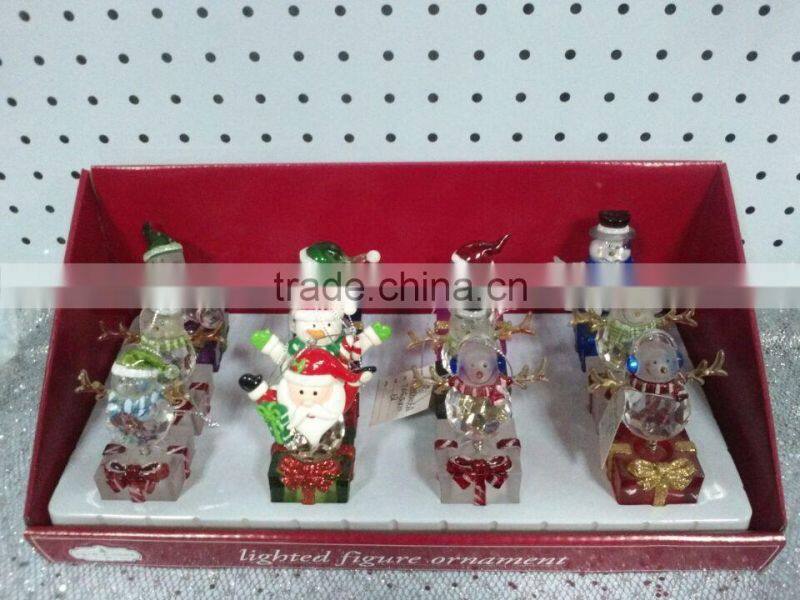 electronic LED light acrylic happy round snowman figurines toys for kids