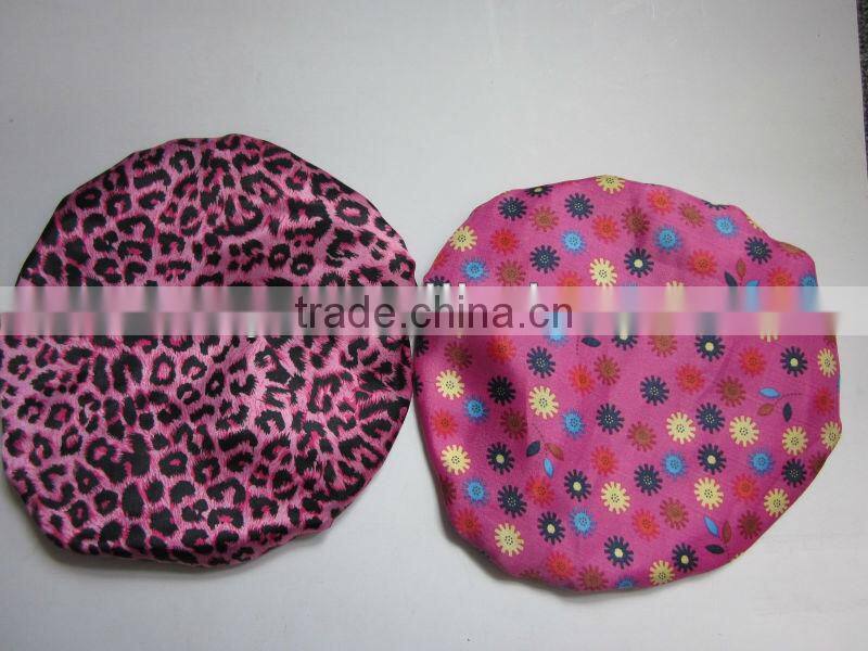 2013 popular Satin shower cap with flower for ladies and children
