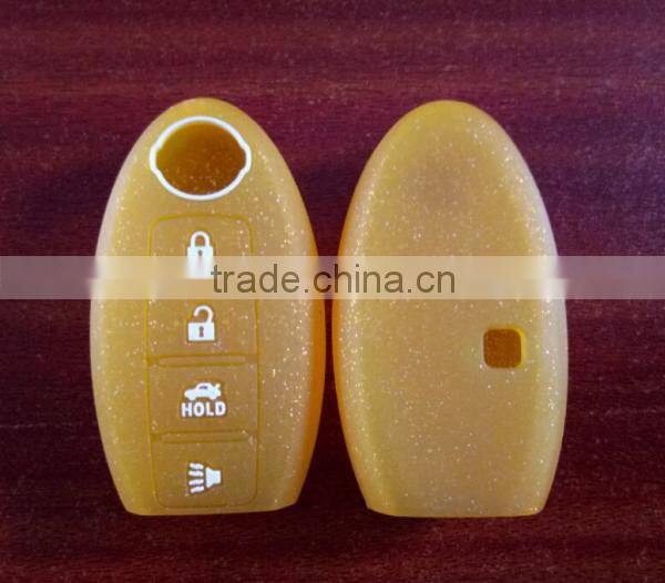 for Nisan Altima Murano Silicone car key coevr,4 Buttons Remote Key Fob Case with gold powder