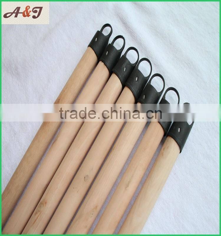 natrual wooden brush handle with short black plastic cap