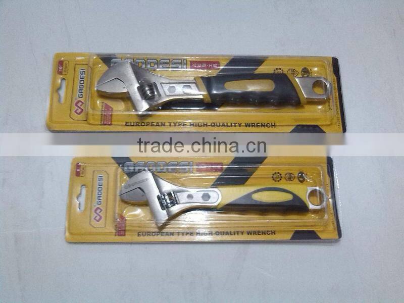 adjiustable wrench with rubber plastic coated handle