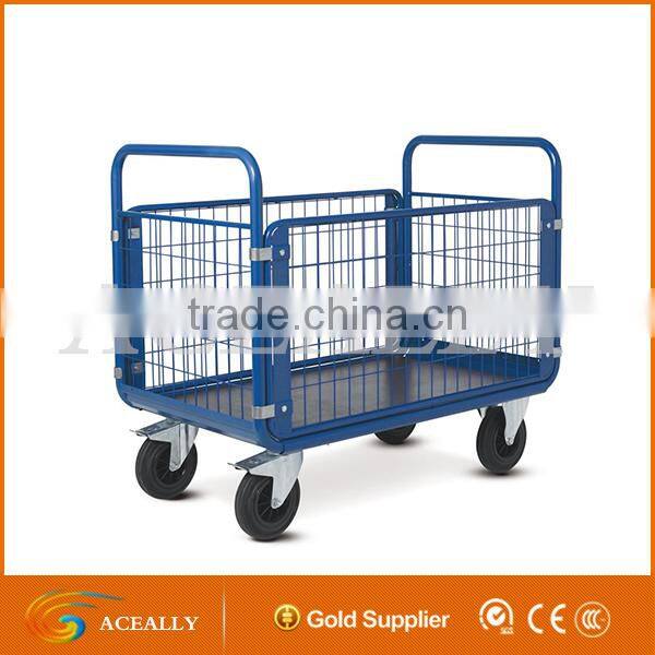 Platform Trolley Three Side Panel trolley Wire Mesh Trolley