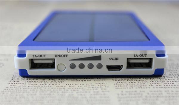 8000mAh Rectangle Shape Solar Panel Power Bank With Lights