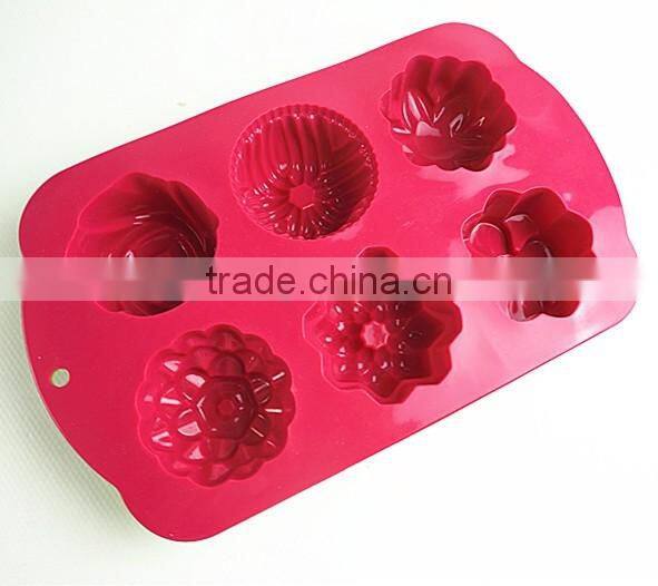 11031 Six flower shaped promotional gift silicone cake mold