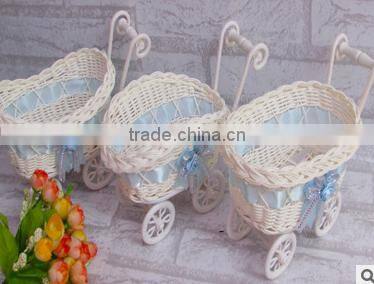Flower basket trolley ;Weave basket;trolley