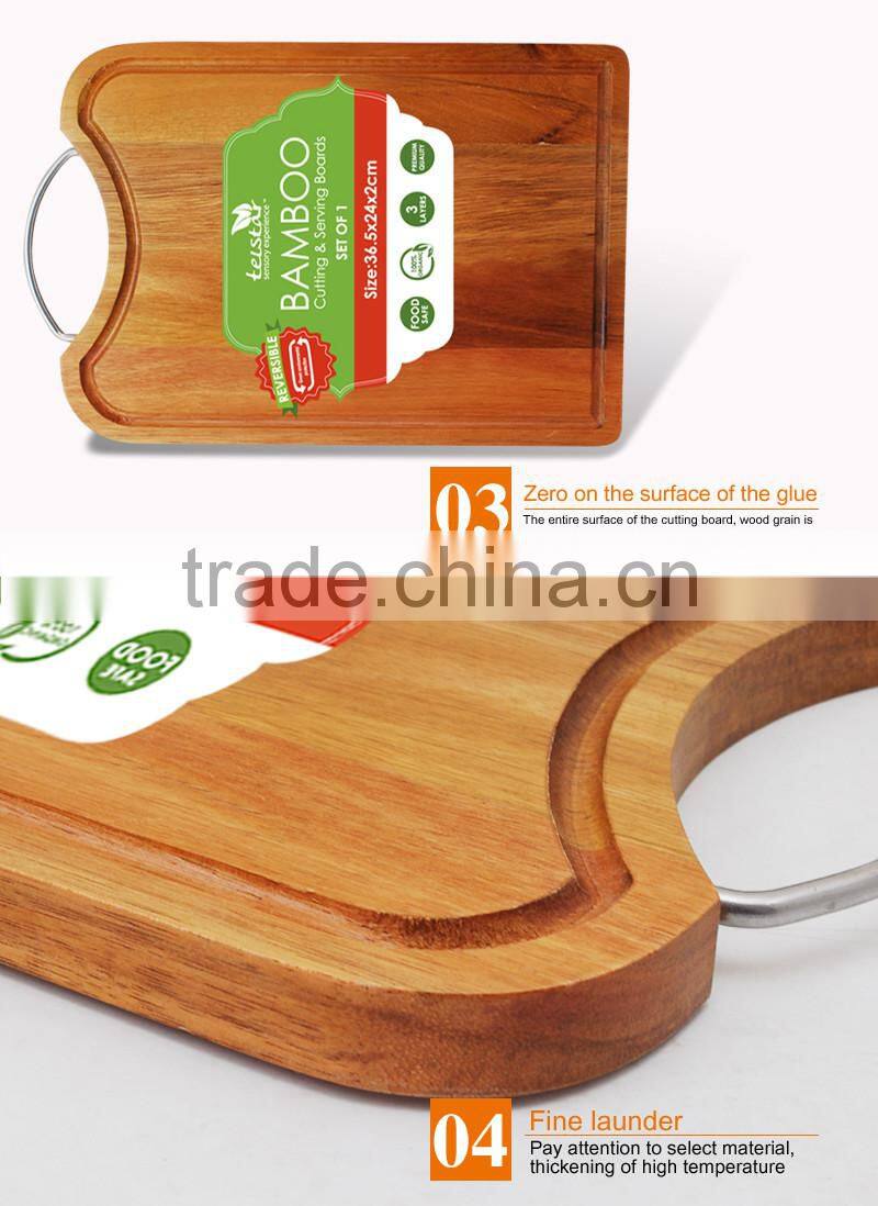 Manufacturers wholesale stainless steel handle acacia wood chopping block