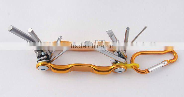 2014 new Stock pocket mini multi aluminium oxide promotion bike keychain tools 606-8