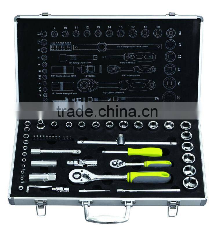 CF598718: 54pcs 1/4" & 1/2"drive socket and ratchet handle set