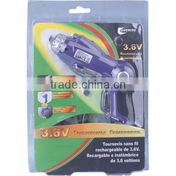 3.6V rechargeable screwdriver with GS CE UL Rohs